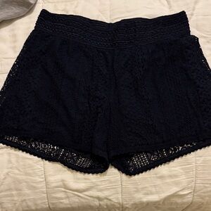 Elegant Navy Lace Women Shorts